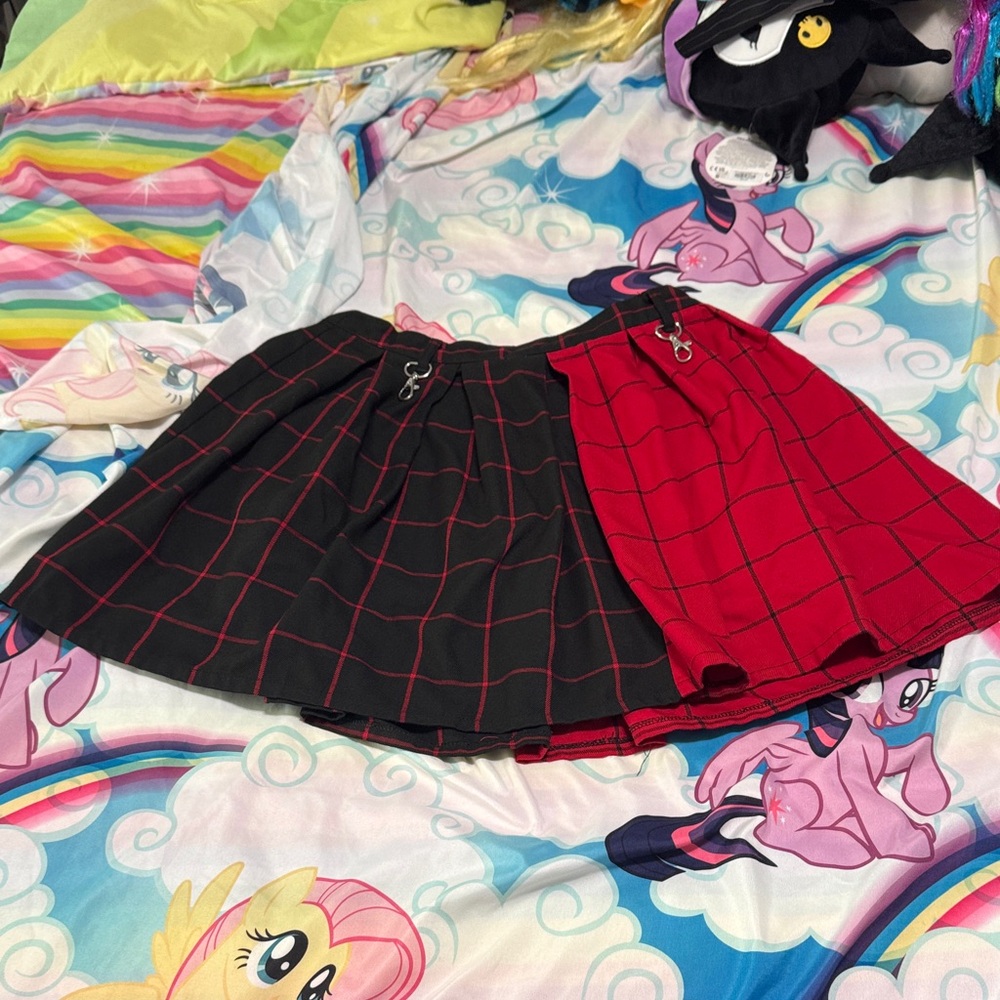 Plaid Red and Black Skirt